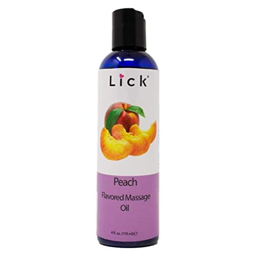 Peach Flavored Massage Oil for Couples – Edible Massaging Lotion with Vitamin E and Sweet Almond and Coconut Oil is Non Sticky and Gentle on Skin – Natural, Relaxing and Vegan (4 oz)