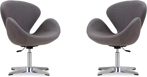 Image of Modern Swivel Lounge Chair with Hydraulic Lift for Home Office Hotel Cafe (Grey Set of 2)
