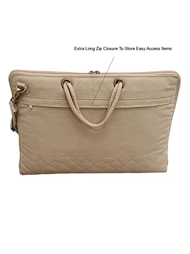 Image of The House of Tara Unisex Messenger Bags | Flax Yellow Laptop Messenger Bag made with Canvas | Fits upto 15.6 Inches Laptop /MacBook | Comes with Detachable Zip Pouch | Crossbody Sling Bag For Men Women