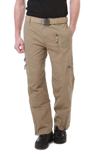 Image of CRYSULLY Men's Cotton Multi-Pockets Work Pants Tactical Outdoor Military Army Cargo Pants (No Belt)