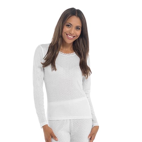 Women's Thermal Vest 2 Pack - Long Sleeve, White, Small