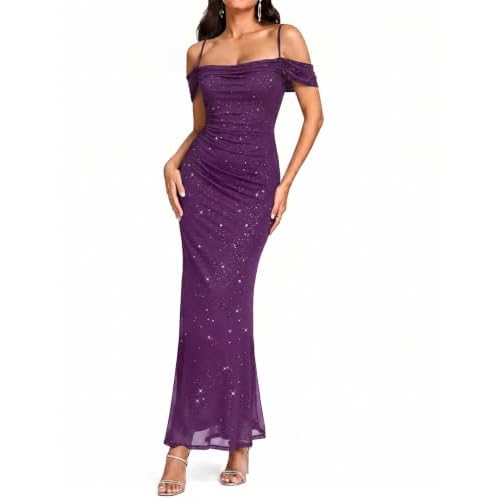 Wedtrend Womens Sequin Formal Dress Off the Shoulder Bodycon Cocktail Dress