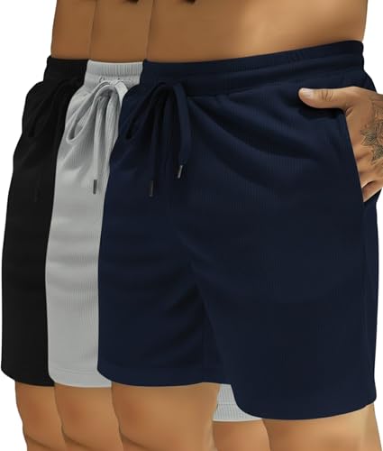 Image of INKKR Men's Premium Polyester Casual Ribbed Shorts ||Loose Fit with 2 Pocket Shorts