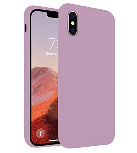 Image of VONZEE iPhone Xs max Cover Wireless Charging Support, Liquid Silicone Gel Rubber Shockproof Back Cover case Candy Phone Cases for iPhone Xs max (Lilac)