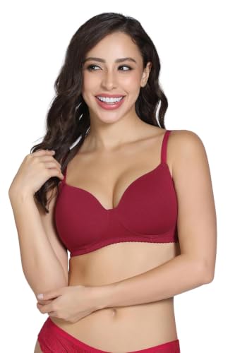 Image of Zivame Padded Non Wired 3 /4Th Coverage T-Shirt Bra - Beet Red
