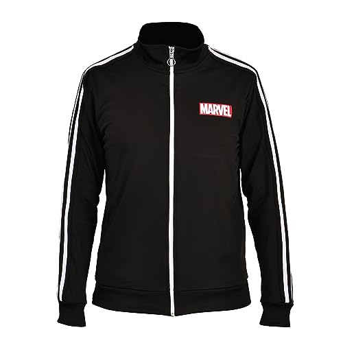 Elbenwald Chaqueta de Entrenamiento Marvel con diseño de Logotipo para Hombre Mujer Unisex Negro - M