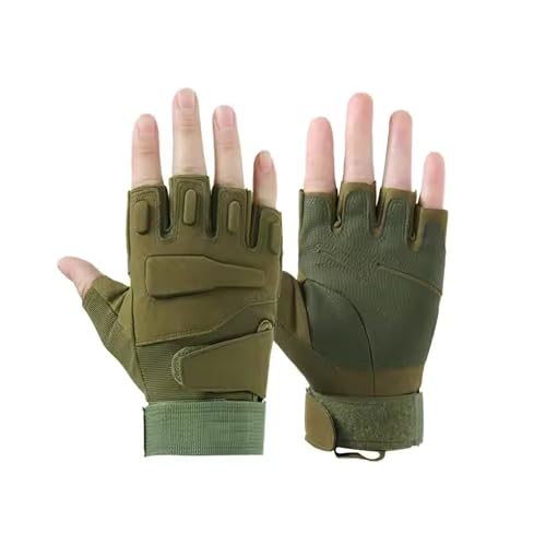 Image of Half Finger Tactical Gloves, Durable Fingerless Gloves for Cycling, Gym, Motorcycle Gloves, Training Gloves, Breathable Gloves, and Outdoor Activities (Green, XL)