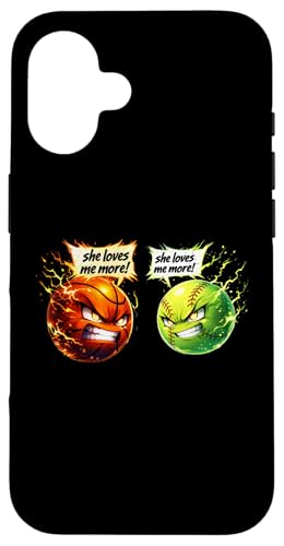 Funny She Loves Me More Basketball Vs Tennis �X�}�z�P�[�X iPhone 16 �p