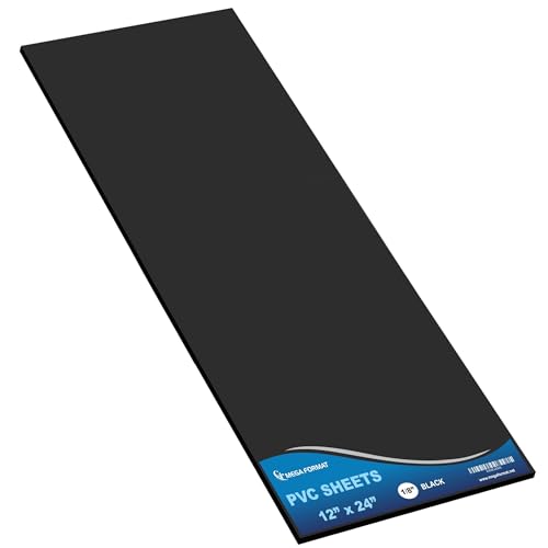 Image of Mega Format Expanded PVC Plastic Sheets - 12 inch X 24 inch Black Rigid Sheet for Crafts, Signage, & Displays - Sintra, Celtec PVC Board - Waterproof for Outdoors Use - 1 /8 inch 3mm Thick - 1-Pack-Black