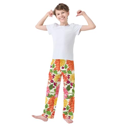 J JOYSAY Flower Berry Ivory Pajamas Pants Soft Long Pajama Bottoms Lounge Sleep Pants Size S-XL3