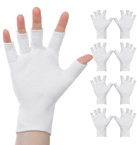4 Pairs Eczema Gloves, Fingerless Cotton Gloves Eczema for Dry Hands