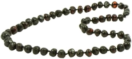 Natural Shape Genuine Baltic Amber Beads Necklace Dark Cognac Colour