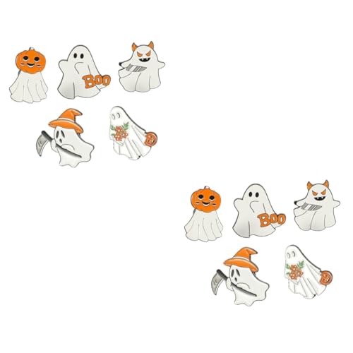 GALPADA 2sets Máscara De Halloween Calabaza Calavera Horror Insignia De Combinación Divertida 5 Piezas Broche Para Mujer Alfileres De Terror Divertido Broche De Halloween Resina 5pcs*2