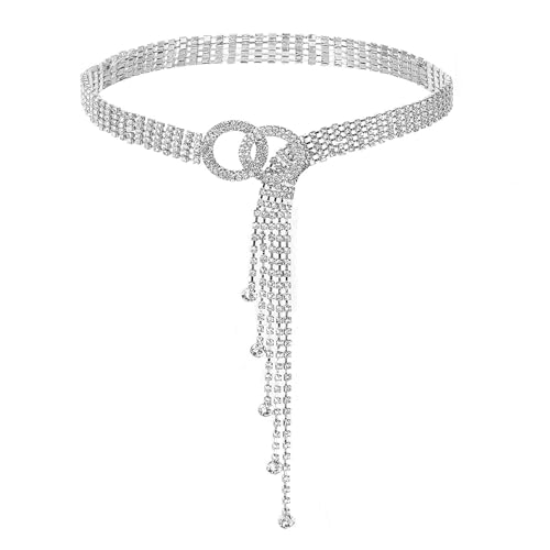 Strass Taillengürtel für Damen, 105CM Kristall Taillenkettengürtel Verstellbarer Kristall Bundgürtel,Strass Kettengürtel für Jeans Kleider, Brautgürtel Gürtel für Kleid für Braut Brautjungfer Hochzeit