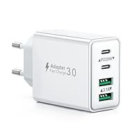 Caricatore USB C Presa, 40W 4-Porto Alimentatore USB Multipla Ricarica Veloce Caricabatterie Spinotto Multiplo Carica Spina Rapido Caricatore per iPhone 17 16 15 14 13 12 11 Pro Max Plus,Samsung