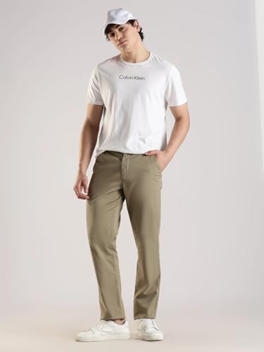 Image of Slim Fit Solid Mid Rise Trouser