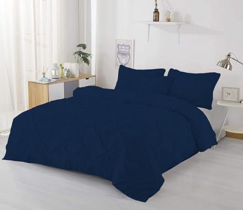 1 Piece Pinch Pleated Comforter Luxury 400 GSM, 100% Egyptian Cotton 800 TC Soft Premium Quality Pintuck Comforter, Oversized Super King Size (120
