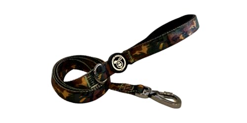 SUPER DOGGY Guinzaglio per Cani di Piccola, Media e Grande taglia - Robusto Guinzaglio in Nylon con Impugnatura Imbottita - Vari Motivi Divertenti, 120 x 2 cm (Camouflage)