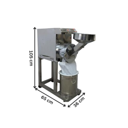 Image of Commercial Pulverizer | 3HP Automatic Stainless Steel Atta Chakki | Flour Mill 15 to 20 Kg Per Hour Capacity for Wheat Grains, Pulses & Masala Grinding | Online Installation Available