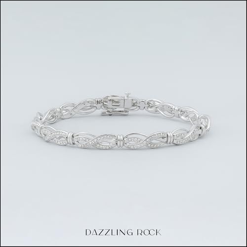 Dazzlingrock Collection Swirl Infinity Beaded Style Link Bracelet with Round Diamond Accents, 925 Sterling Silver2