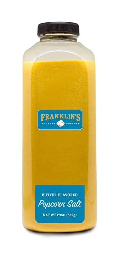 Franklin’s Gourmet Popcorn Butter Flavored Salt - 19 Oz. Bottle - Premium Butter Flavored Popcorn Seasoning Salt - Vegan + Kosher, Authentic Movie Theater Taste - Made In Usa #TOP20