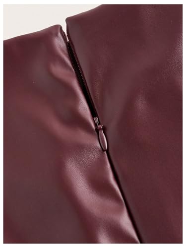 WDIRARA Women's PU Leather Ruched Sleeveless Slit Bodycon Midi Tank Dress3