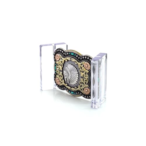 Nocona Boots 37038 Men'S Standard Indian Chief Skull Floral Scroll Antique Silver Western Belt Buckle 37038 thumb #4