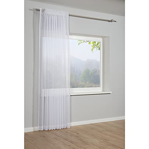 Gardinia Curtain with Concealed Tabs and Tape Translucent Transparent Voile Plain White 300 x 245 cm, W 96.5" x L 118.1" (1 Panels) - Image 2