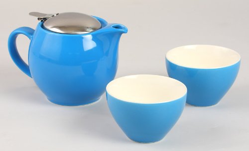 ZEROJAPAN Gift Set for 3 Universal Teapots & 2 Wide Teacups Turquoise ZG-001 TR