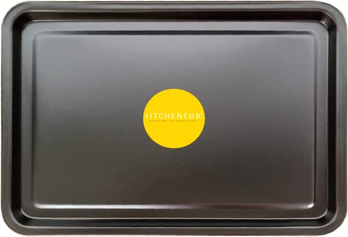 4-Pack Black Roasting and Baking Tray Set - Large Roaster (38cm), Medium Roaster (33cm), Small Roaster (28cm) & Small Tray (32cm) - Baking Tray Set Tray/Pan, Non-Stick, Multi-Pack - Dishwasher Safe