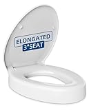 Elevated Toilet seat 3 inch, Elongated Toilet seat risers for Seniors, Slow Close, Heavy Duty, Never Loosen, Raised Toilet seat Elongated Bowl, White(18.5”)
