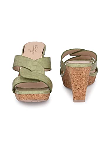 Image of Delize Light - vegan leather cross strap wedge heel sandals 2500