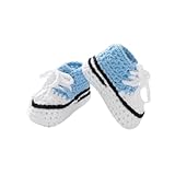 mimixiong Baby Booties Crochet Hand Knitting Shoes for Infant Sneakerheads Soft Booties for Newborn Boys and Girls Gift SkyBlue 0-3 Months