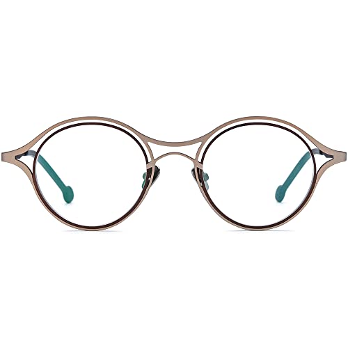 Image of FONEX Colorful Pure Titanium Glasses Frame Women Retro Round Eyeglasses