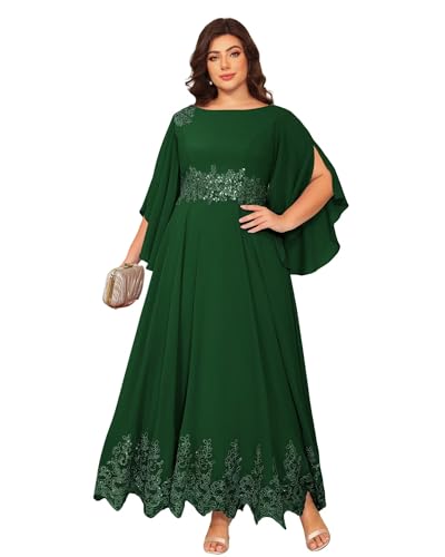 Long Chiffon Mother of The Bride Dresses Lace Appliques Hem Round Neck Sequin Evening Formal Dress PU253