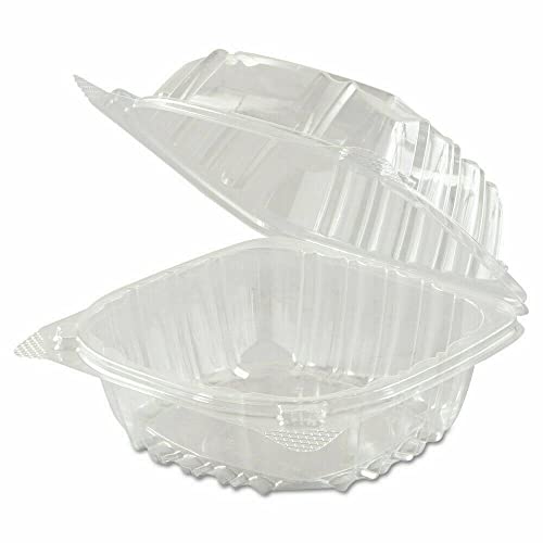 VeZee Model # C57PST1| 6\" X 5 13/16\" X3\" ClearSeal Hinged Lid Plastic Container Use for Take-out/to-Go Food, Sandwiches, Cake, Salad (100Ct)