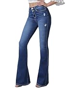 VIPONES Women's Flare Bell Bottom Jeans High Waisted Wide Leg Bootcut Jeans Stretchy Denim Pants ...