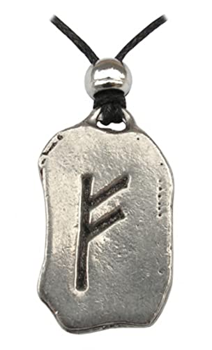 Collier Unisexe Avec Pendentif Rune Teiwaz – Cordon Marron Et Résine Blanc Bronze