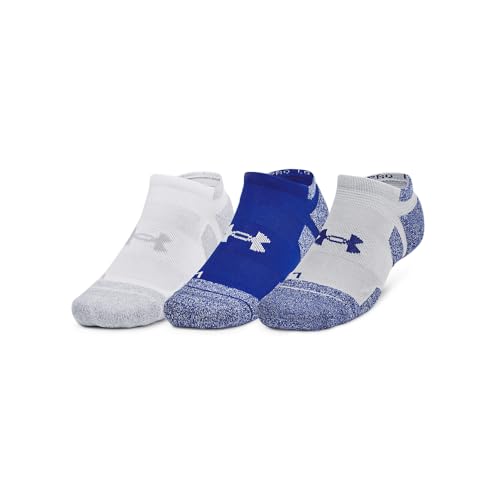 Under Armour Unisex-Adult Performance Tech Pro No Show Socks 3 Pack, (400) Royal/White/Mod Gray, Large