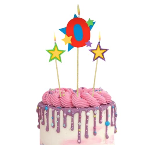 Image of Wanna Party Number 0 Birthday Candle and Stars - 3Ct
