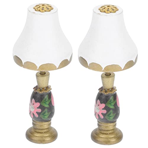 Kisangel Delicate Miniature Lamp Models 2pcs Mini Table Lamps for Dollhouse Decor Unique Home Adornments
