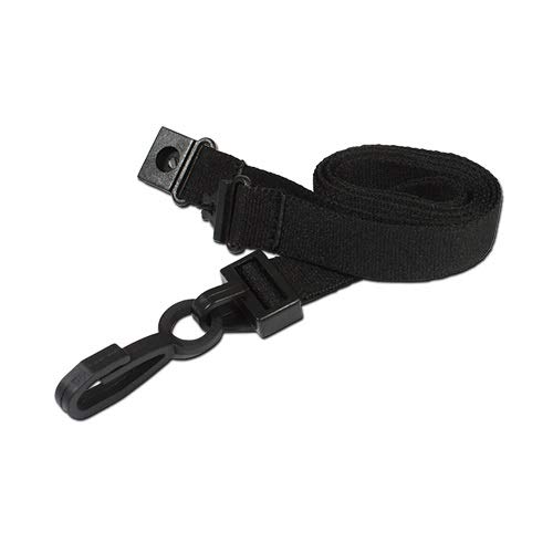 Identity-Plus: Black Lanyard - 15mm Width with Safety Breakaway Point and Plastic J Clip (75)
