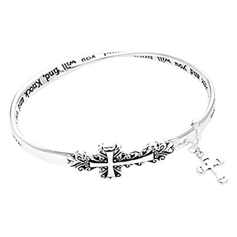 Chic Silver Tone Sideways Cross Bangle Bracelet Cover