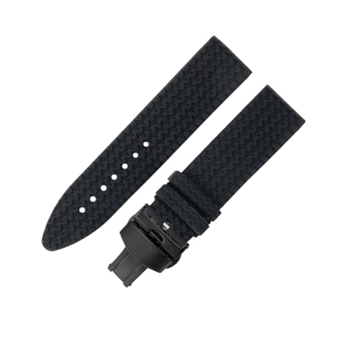 ROUREOX Bracelet Silicone Bracelet Caoutchouc Souple Racing Bracelet Montre Sport Remplacement Fermoir Déployant Acier Robuste pour Chopard Mille Miglia...