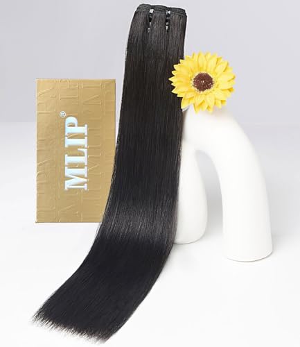mlip Raw Indian Hair Bundle Straight, Enhanced Quality Bundle, 18A Virgin Hair 24 inches, No Tangle Shedding, Triple the Lifespan, Keep Texture Silky Soft After Multiple Washes, Natural Color