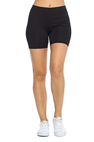 Khanomak Women's High Waist Cotton Blend Biker Shorts Dance Sports Under Garment (Black, Medium)
