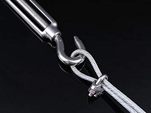 Tensor de acero inoxidable 304 M4 con gancho y ojal, ajustable para cables, paquete de 6 unidades miniatura 6