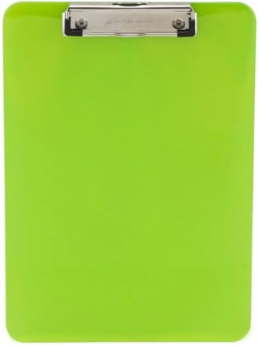 Charles Leonard Transparent Plastic Clipboard with Low Profile Clip and Pull Out Hook, Letter Size, Neon Green, 1 Each (89725) image 2