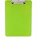 Charles Leonard Clipboard  - Plastic/Transparent with Low Profile Clip - Letter - Neon Green , 1 Each, 89725