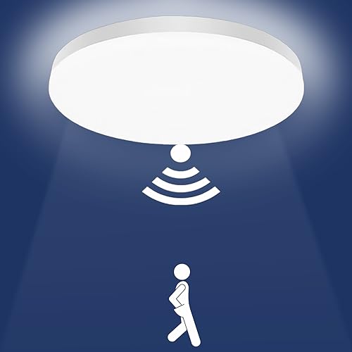 DODOPEN LED Deckenlampe mit Bewegungsmelder, 24W 4000K Neutralweiß Rund...